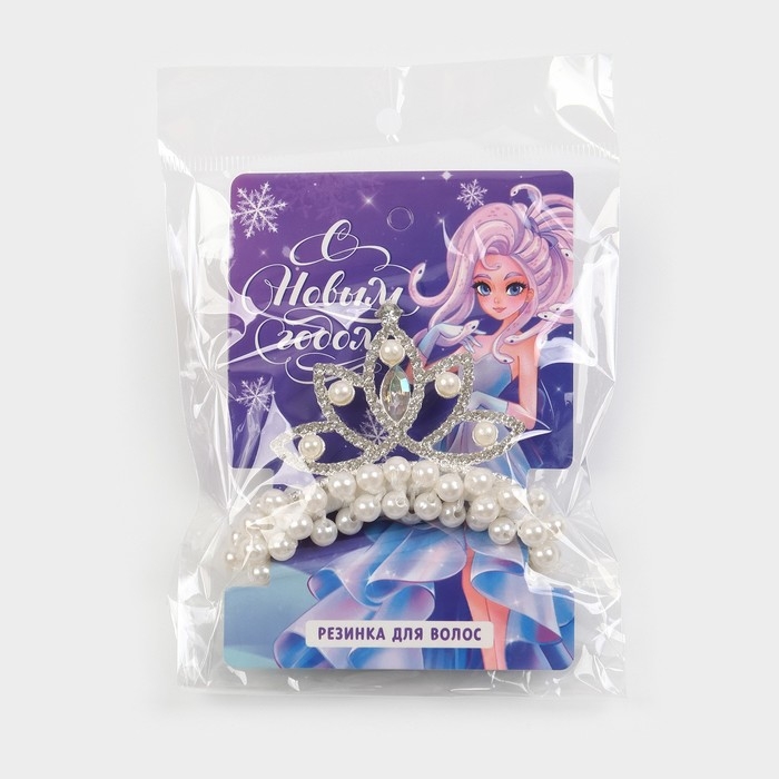 Резинка для волос новогодняя «С новым годом» на Новый год, диам 5 см Резинка для волос новогодняя «С новым годом» на Новый год, диам 5 см