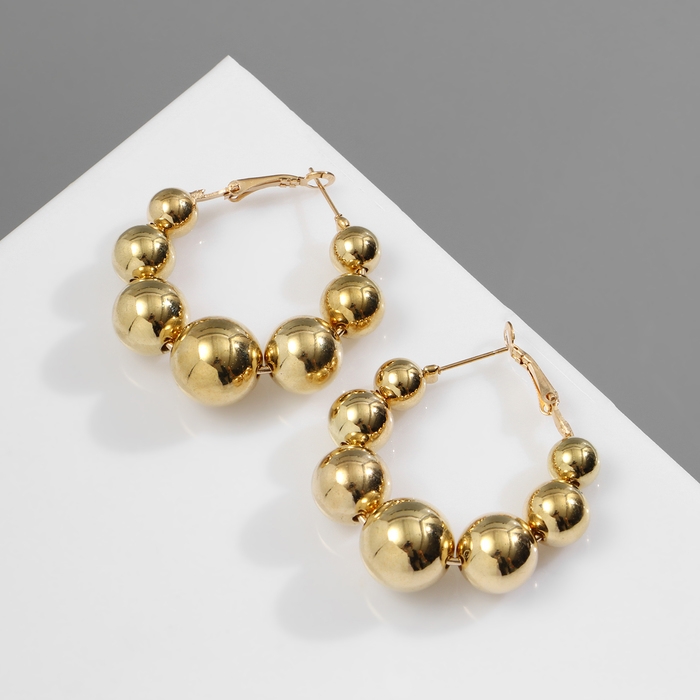 Серьги-кольца «Бусины» на уменьшение, цвет золото Серьги-кольца «Бусины» на уменьшение, цвет золото