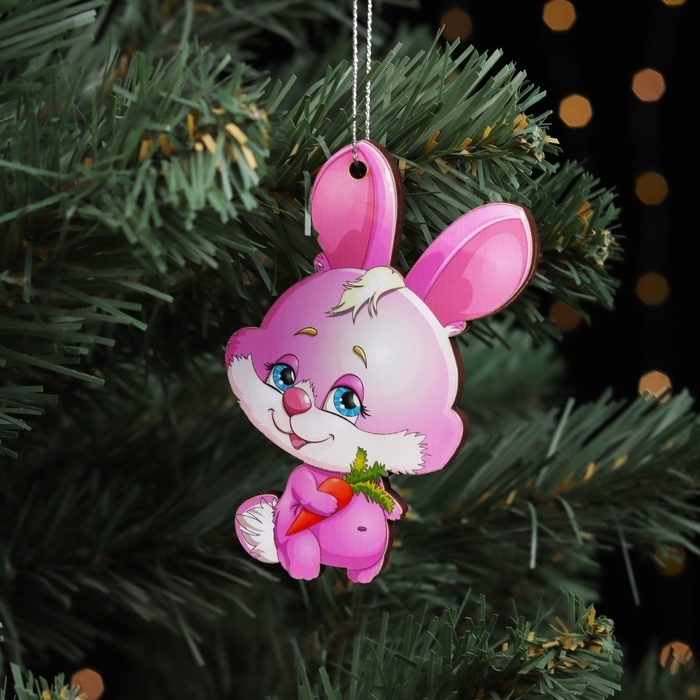 Ёлочная игрушка двусторонняя Ёлочная игрушка двусторонняя "Зайка", 9х6 см