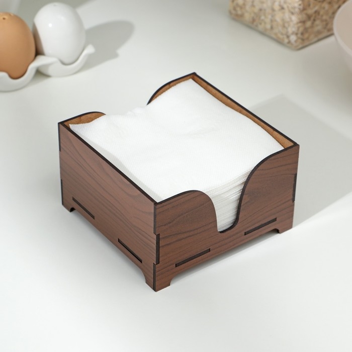 Салфетница деревянная «Орех», без гравировки, с салфетками, цвет коричневый Салфетница деревянная «Орех», без гравировки, с салфетками, цвет коричневый
