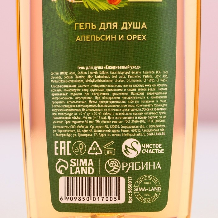 Гель для душа «Чудес в Новом Году!», 250 мл, аромат апельсина и орехов, ЧИСТОЕ СЧАСТЬЕ Гель для душа «Чудес в Новом Году!», 250 мл, аромат апельсина и орехов, ЧИСТОЕ СЧАСТЬЕ