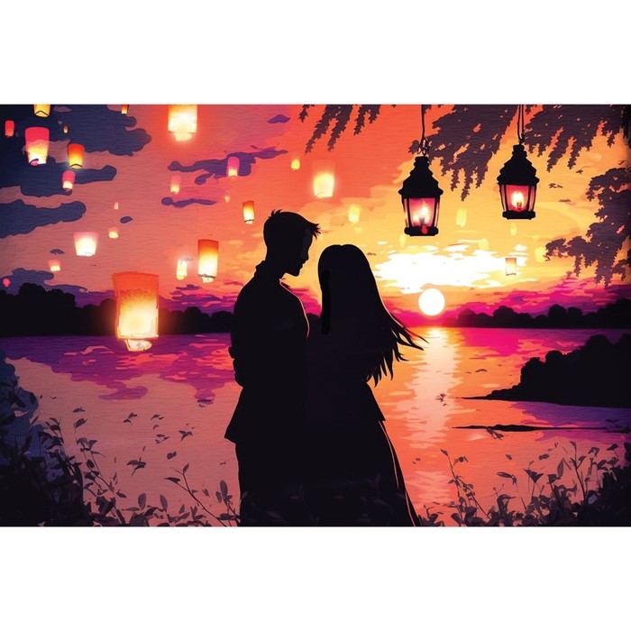 Картина по номерам с подрамником и гирляндой «Свидание», 20 х 30 см Картина по номерам с подрамником и гирляндой «Свидание», 20 х 30 см