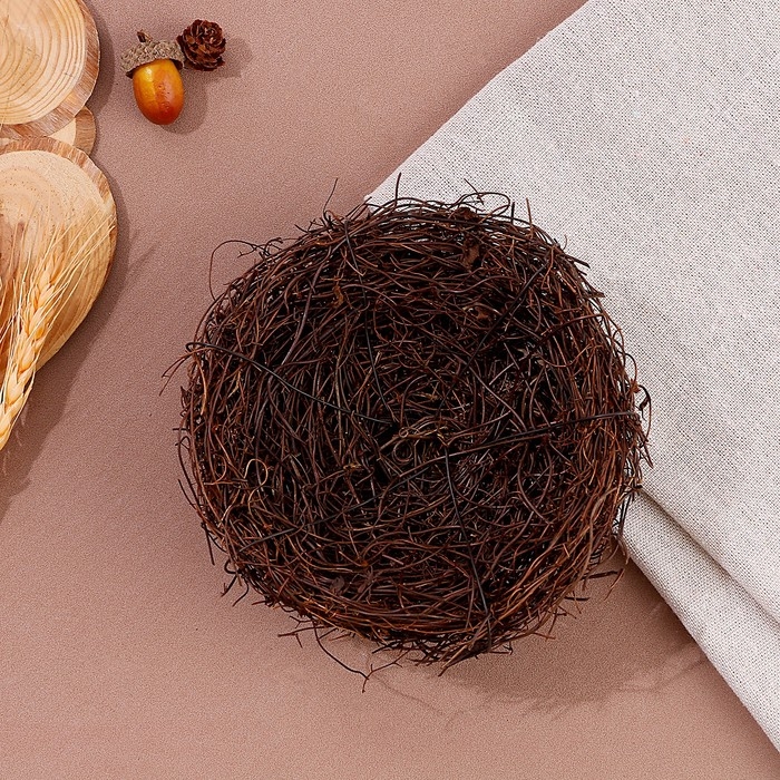 Гнездо из природных материалов для декора, 13×13×6,5 см