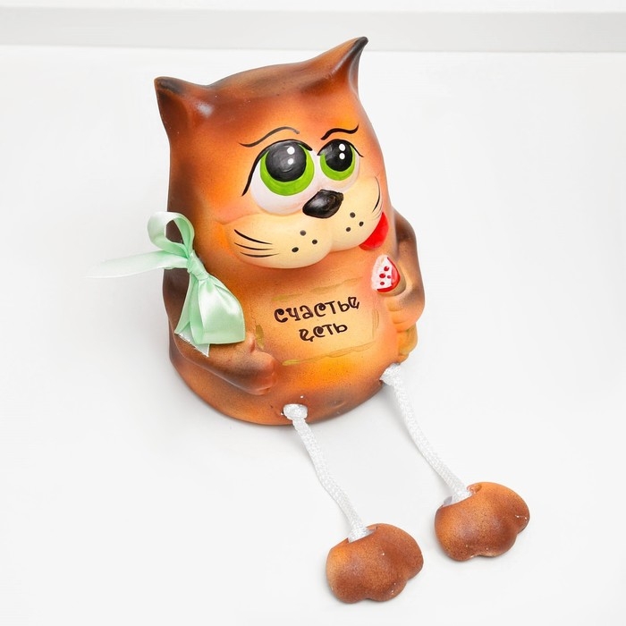 Копилка Копилка "Кот - Счастье есть" коричневая, 23см