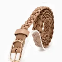 Ремень жен 03-01-01-01, Июнь2501, 1,8*0,3*110 см, без винта, пряж золото, 1 прокол, бежевый   109031