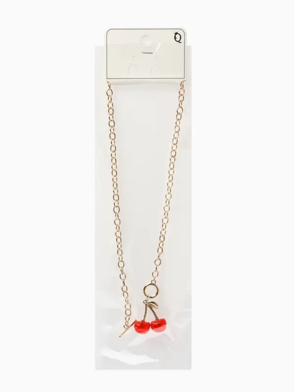 Кулон &laquo;Цепь&raquo;, ветка вишни, красный в золоте, 45 см