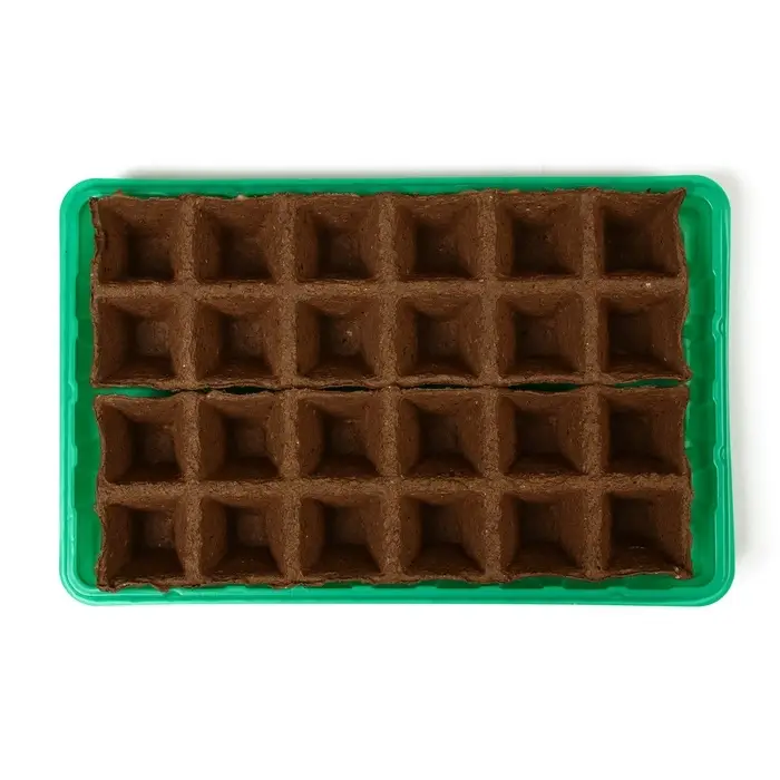 Набор для рассады: торфяная кассета, 24 ячейки по 50 мл, поддон 31&times;20 см, зелёный, пластик, Экоторф