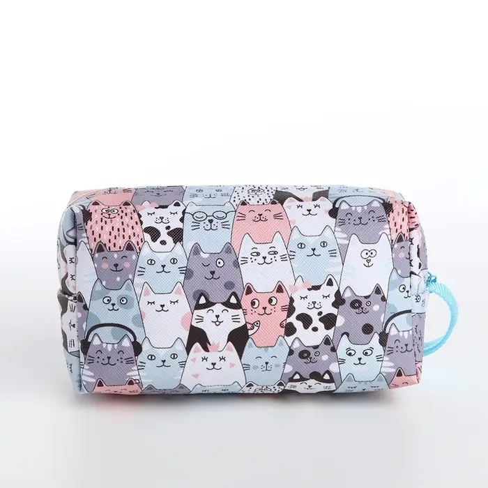 Косметичка - футляр женская с ручкой, объёмная, маленькая, для косметики, лекарств, прокладок, серая