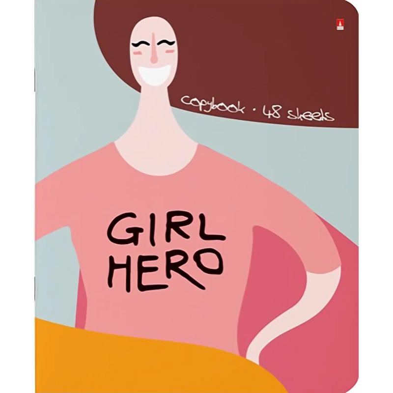 Тетрадь общая А5 ,48л, клетка,скрепка, ДЕВУШКА-УЛЫБКА, 5шт в уп,7-48-1067/5