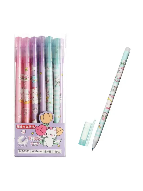 Стираемая ручка &laquo;Котик&raquo;, гелевая, синий стержень, узел 0.38 мм, МИКС