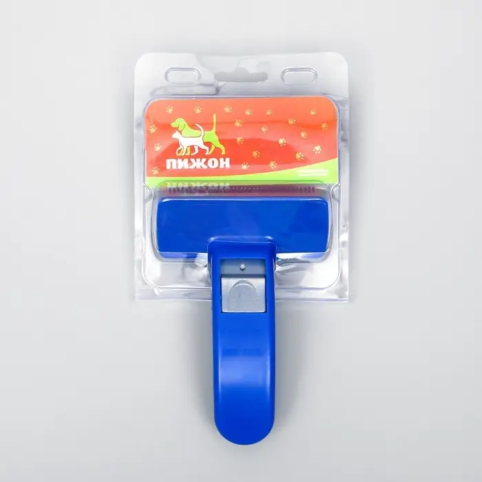 Пуходёрка, 10&times;15 см, с самоочисткой, пластик, синяя