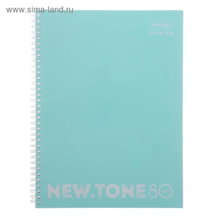 Тетрадь А4, 80 листов в линейку, на гребне NEWtone PASTEL МЯТА, обложка мелованный картон, глянцевая ламинация