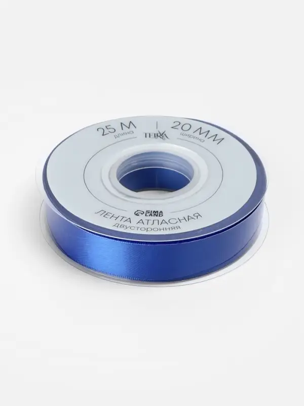 Лента атласная TEIRA, двухсторонняя, 20 мм, 25&plusmn;1 м, синяя №0329