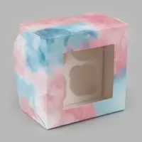 Коробка подарочная для 4 капкейков &laquo;Подарок&raquo;, 16&times;16&times;10 см, с окном