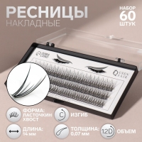 Набор накладных ресниц «Ласточкин хвост», пучки, 14 мм, толщина 0,07 мм, изгиб С, 12 D