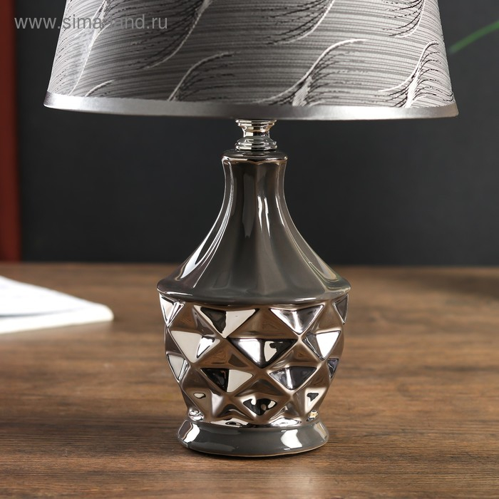 Лампа настольная керамика "Вильнюс" серая с серебром Е14 40Вт 33х20х20 см RISALUX
