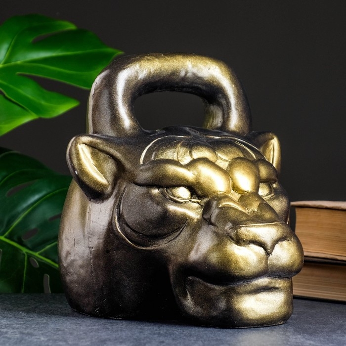 Копилка Копилка "Гиря тигр" бронза-золото 21см