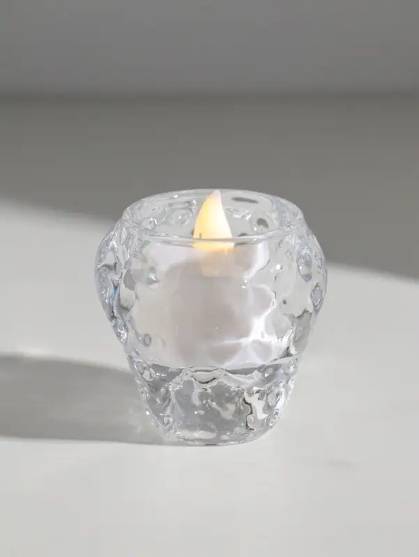 Подсвечник стекло на 1 свечу "Бутон. Лёд" прозрачный d=3,5 см 6х6х6 см