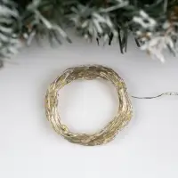 Гирлянда &laquo;Нить&raquo; 5 м, роса, IP20, серебристая нить, 100 LED, 2 режима, от батареек AAх3, свечение тёплое белое