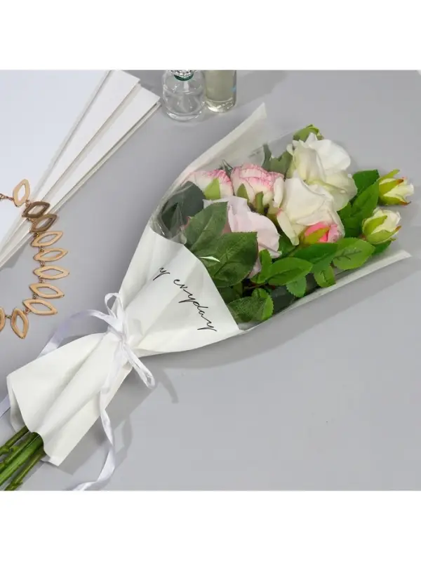 Пакет для цветов Happy everyday, белый, 28×13×44 см