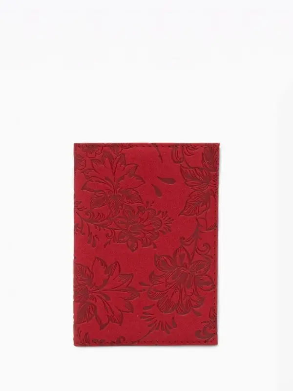 Обложка для паспорта, искусственная кожа, с тиснением, красная