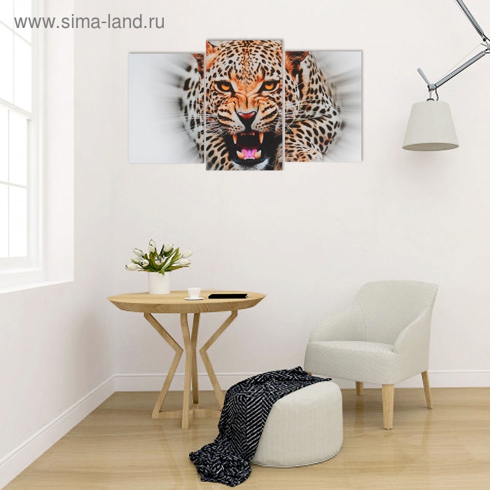 Модульная картина на подрамнике  Модульная картина на подрамнике "Хищник" (2-31х44; 1-31х51) 93х51 см