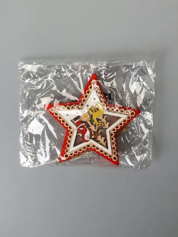 Ёлочная игрушка &laquo;Красная звезда с Дедом Морозом&raquo;, 12&times;12&times;1.5 см, от батареек, свечение тёплое белое