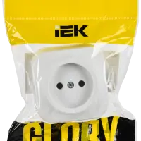 GLORY Розетка 1-местная для открытой установки без заземления без защитных шторок 10А РС20-2-ХБм белый матовый IEK