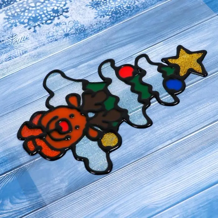 Наклейка на стекло «Оленёнок у ёлки», 10.5×15 см Наклейка на стекло «Оленёнок у ёлки», 10.5×15 см