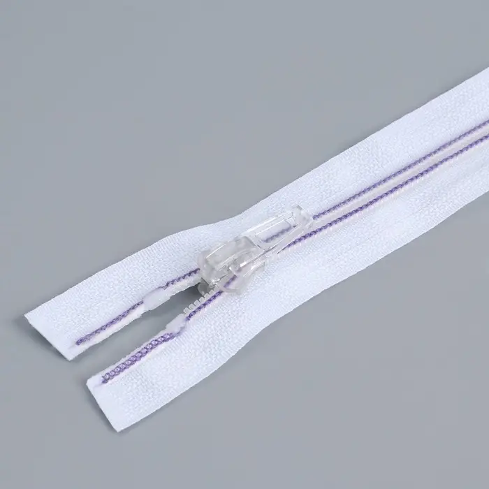 Молния «Спираль», №5, разъёмная, замок автомат, 70 см, белая, сиреневая Молния «Спираль», №5, разъёмная, замок автомат, 70 см, белая, сиреневая