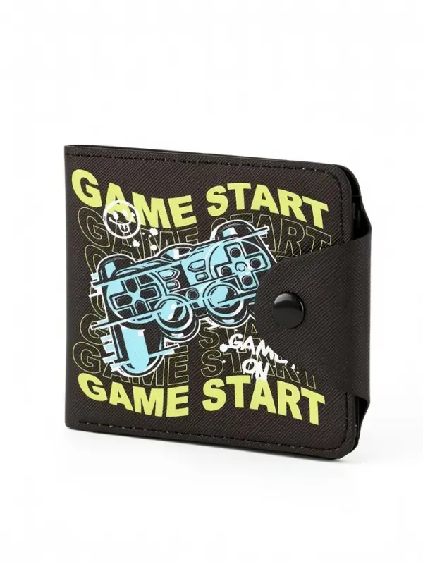 Кошелёк детский маленький Game, 2 отделения, на кнопке, 11&times;1&times;9.5 см, чёрный