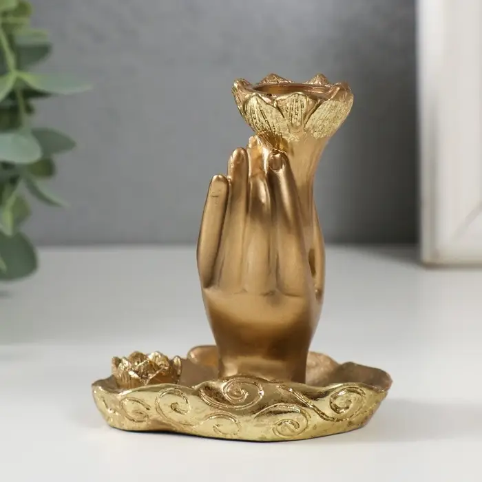 Подставка для благовоний, конусов &laquo;Цветок в руке&raquo;, полистоун, 7&times;5.5&times;9 см