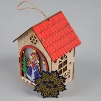 Ёлочная игрушка &laquo;Домик со Снегурочкой&raquo;, 14.5&times;11&times;8.5 см, 1 LED, от батареек, свечение тёплое белое
