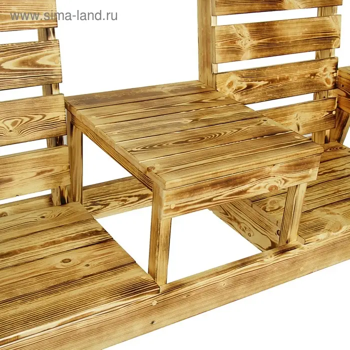 Скамейка со столиком, 160&times;60&times;96 см, обожжённая хвоя