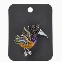 Брошь &laquo;Птица&raquo; пеликан, цветная в серебре