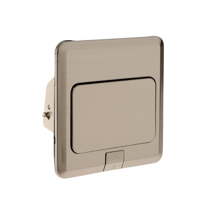 Розетка выдвижная, 16А, одноместная, 1 USB + 1 USB-C, цвет серебристый