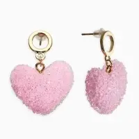 Серьги "Сердце сахарное", цвет розовый в золоте Серьги "Сердце сахарное", цвет розовый в золоте