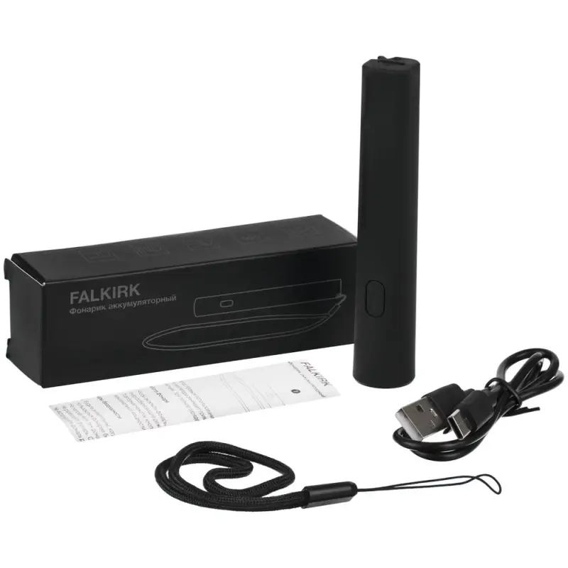 Фонарик аккумуляторный Falkirk, черный Фонарик аккумуляторный Falkirk, черный