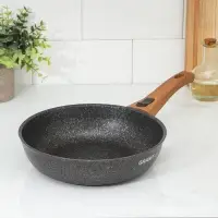 Сковорода KUKMARA Granit ultra original, d=24 см, съёмная ручка, антипригарное покрытие, литой алюминий, чёрная