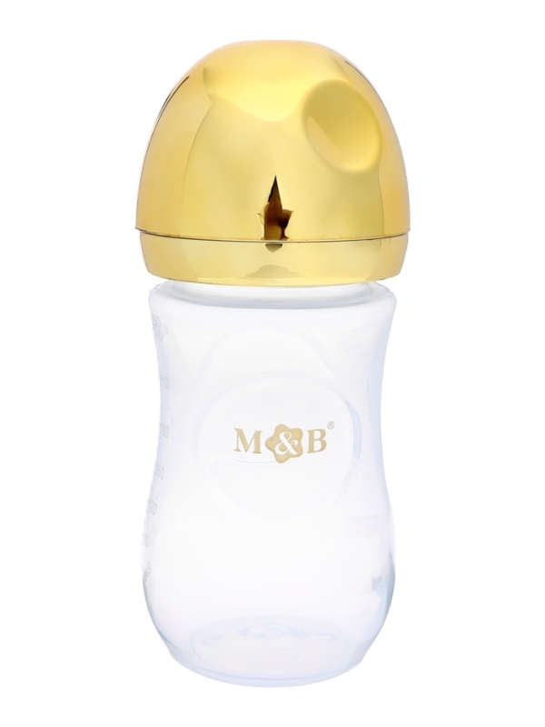 Бутылочка для кормления с наклейками «Корона» от 0 мес., 250 мл., цвет золотой, M&B