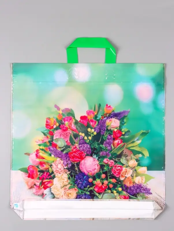 Пакет &laquo;Цветочная композиция&raquo;, полиэтиленовый с петлевой ручкой, 45&times;45 + 3 см, 60 мкм