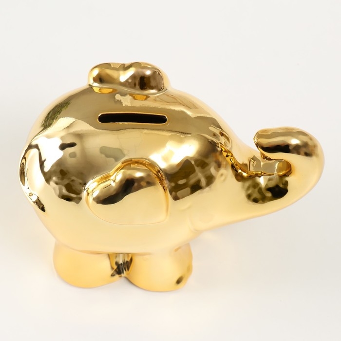 Копилка керамика Копилка керамика "Слоник с ушками-сердечками" золото 9,5х17х13 см