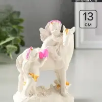 Фигурка гипс &laquo;Ангелочки на коне&raquo;, 13&times;10&times;7 см, белый с росписью