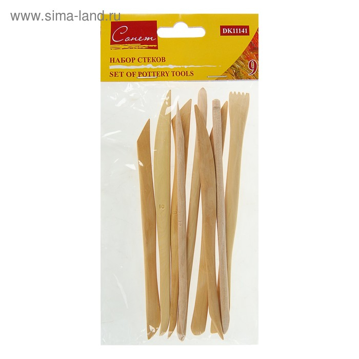 Набор деревянных стеков  Набор деревянных стеков "Сонет", 9 штук, 15 см