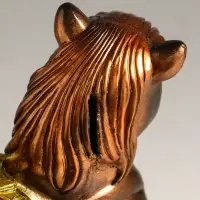 Копилка "Конь с деньгами" 21 см, бронзовый