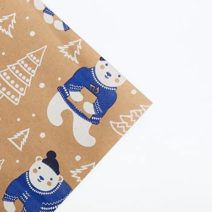 Бумага упаковочная крафт «Полярные мишки», 0.68 х 7 м Бумага упаковочная крафт «Полярные мишки», 0.68 х 7 м