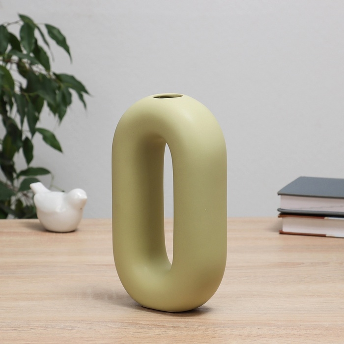 Ваза керамика настольная Ваза керамика настольная "Линд" зеленая, 12х5х20 см