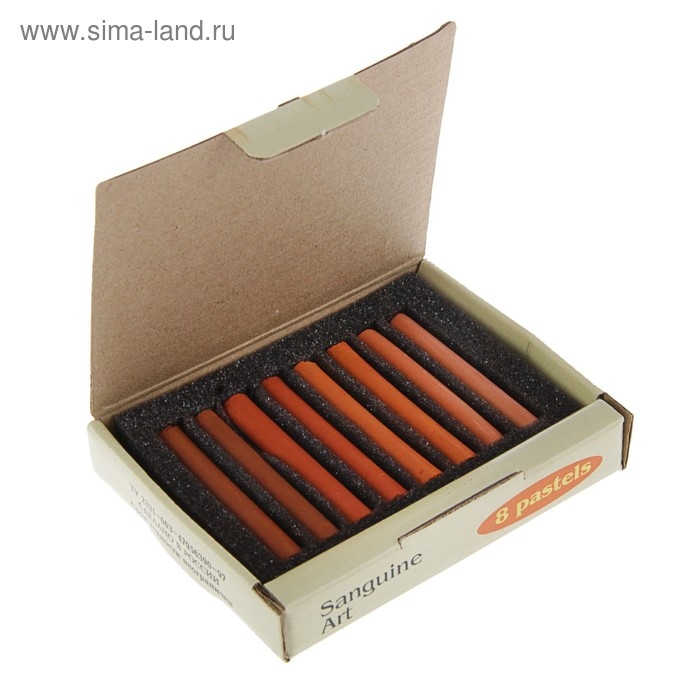 Сангина художественная, Сангина художественная, "Аква-Колор", светлая/тёмная, 4 цвета, 8 штук, в картонной коробке