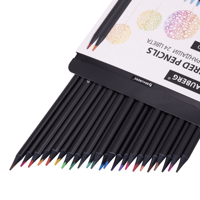 Карандаши 24 цвета BRAUBERG BLACK WOOD, трёхгранные, диаметр грифеля 3 мм, чёрное дерево Карандаши 24 цвета BRAUBERG BLACK WOOD, трёхгранные, диаметр грифеля 3 мм, чёрное дерево