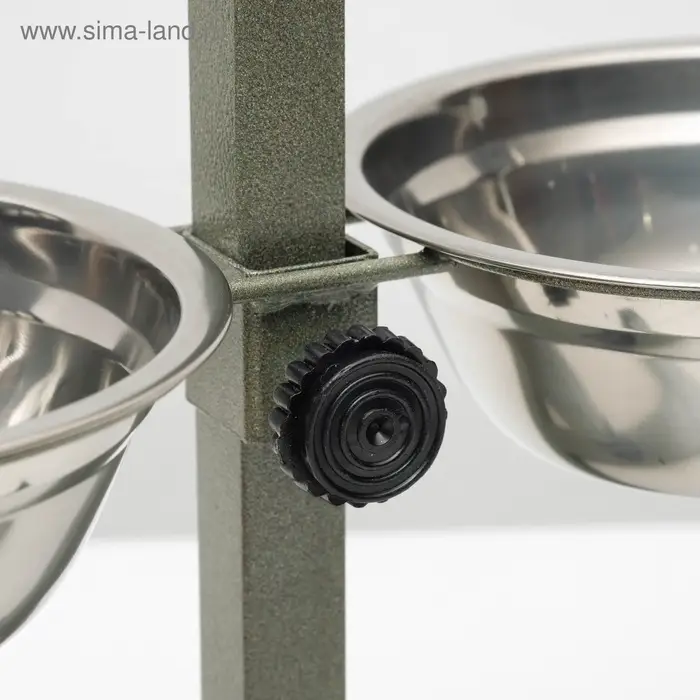 Подставка с мисками, 2&times;500 мл, высота 30 см, разборная, зелёная